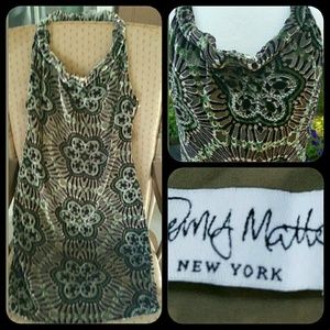 DESIGNER SAMPLE Amy Matto NYC Crushed Velvet mandala sexy halter Dress